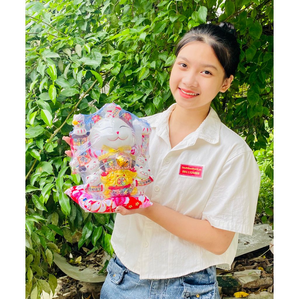 Tượng Mèo Thần Tài Khí Mãn 25cm