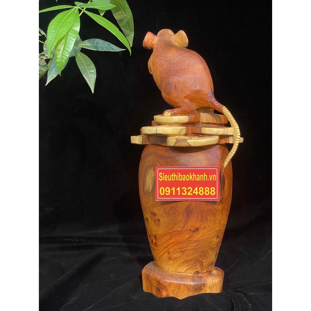 Tượng Chuột Phong Thủy Gỗ Nu Hương-Mỹ Nghệ Bảo Khánh-Tượng Giá Rẻ Tại Xưởng 40cm