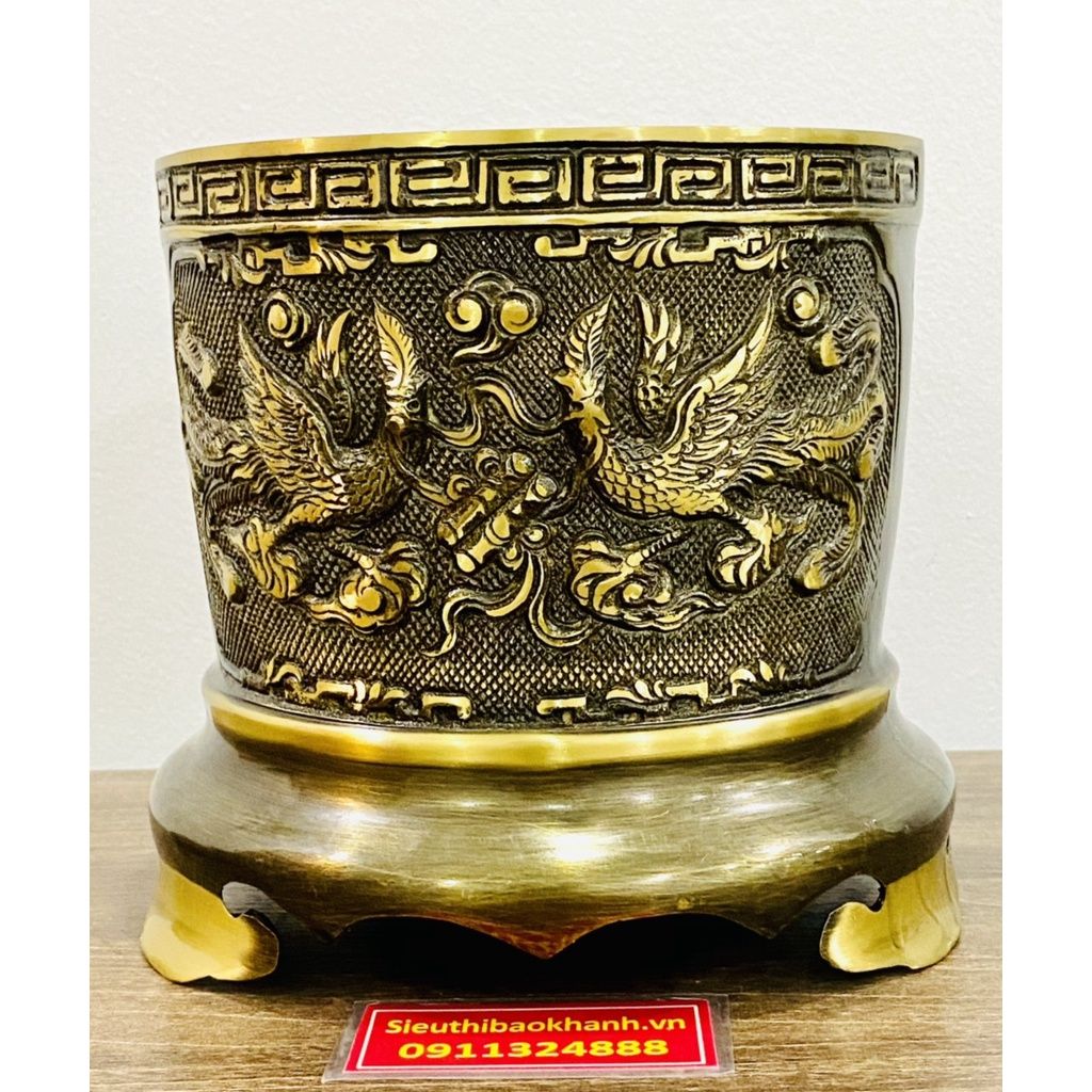 Bát đựng hương đồng long phụng