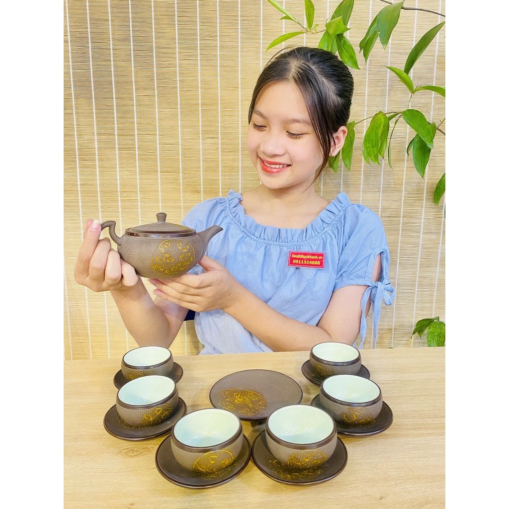 Bộ ấm pha trà hoa sen