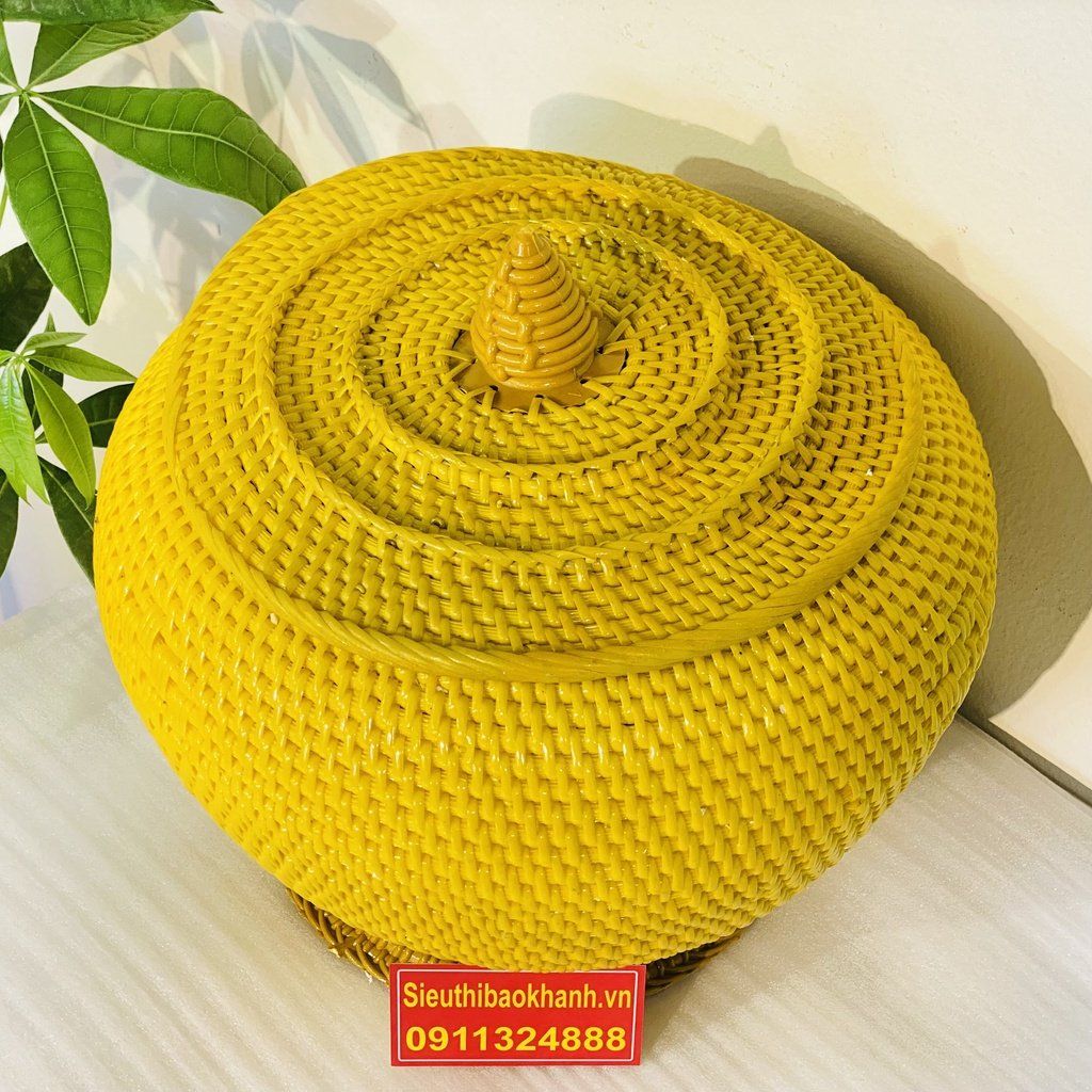 GIÀNH Ủ TÍCH NHỰA GIẢ MÂY TRE ĐAN 25CM-MỸ NGHỆ BẢO KHÁNH