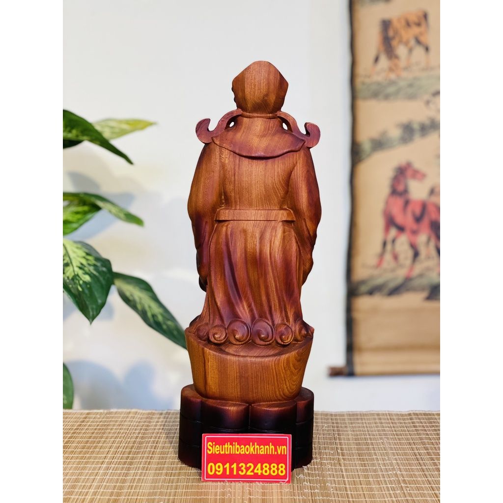 Tượng Thần Tài Phong Thủy Gỗ Hương Cao Cấp Bảo Khánh 40cm