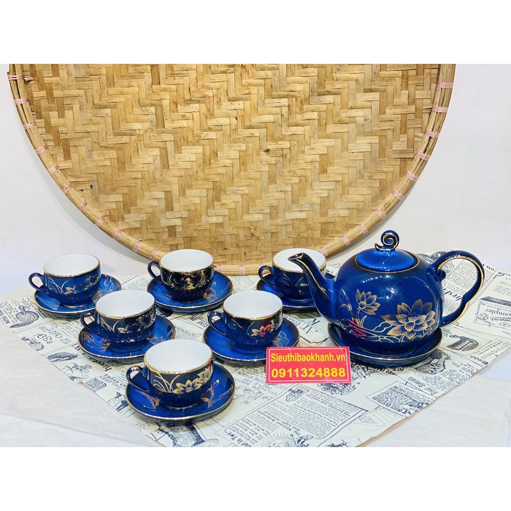 Bộ ấm chén,ấm trà Đẹp chính hãng Bát Tràng-Gốm sứ Bảo Khánh