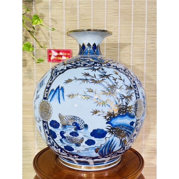 Bình gốm Bát Tràng tứ quý cực đẹp cao 40 cm