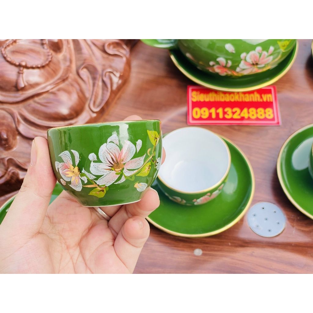 Bộ ấm chén họa tiết hoa sen