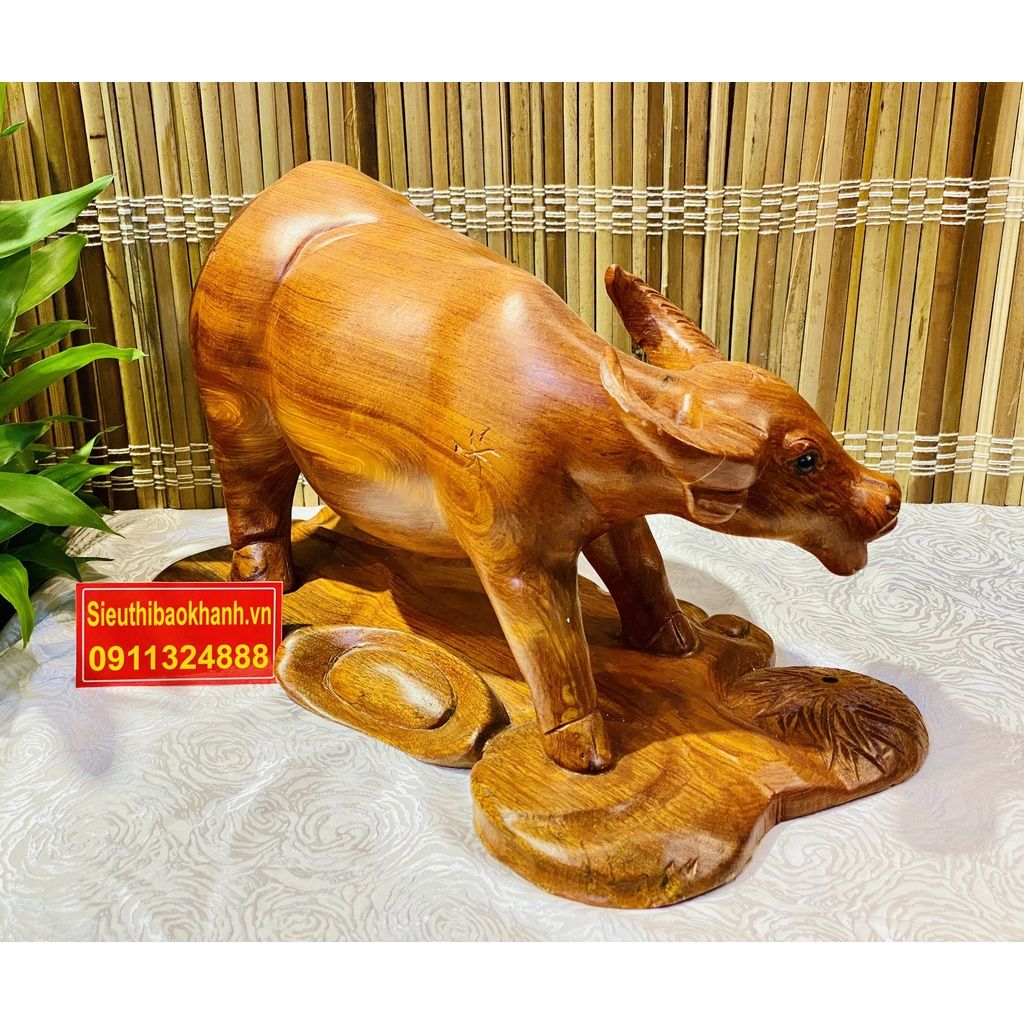  [VẬT PHẨM PHONG THỦY]-Trâu gỗ hương 35cm 