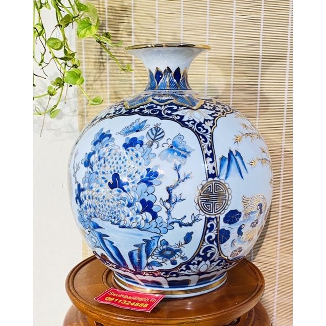 Bình gốm Bát Tràng tứ quý cực đẹp cao 40 cm