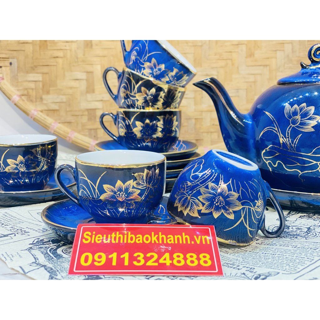 Bộ ấm chén,ấm trà Đẹp chính hãng Bát Tràng-Gốm sứ Bảo Khánh