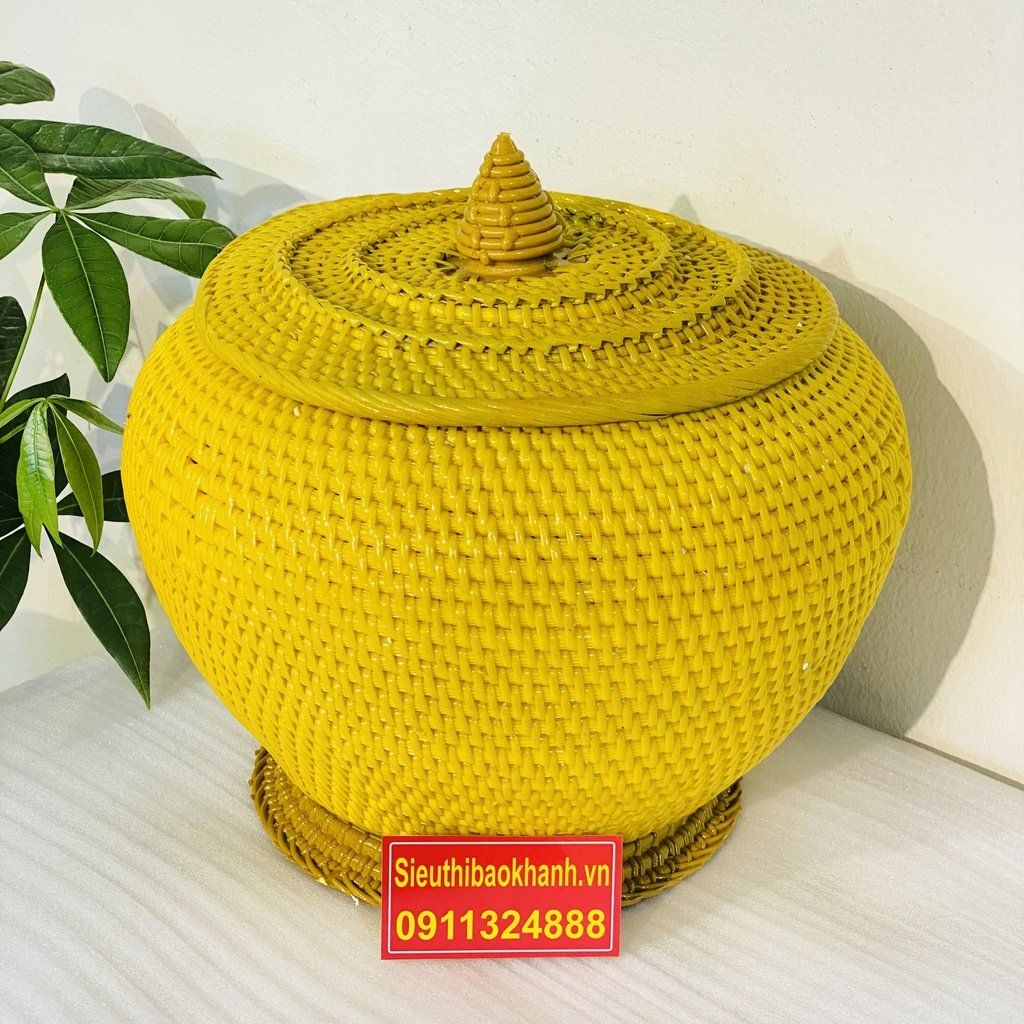 GIÀNH Ủ TÍCH NHỰA GIẢ MÂY TRE ĐAN 25CM-MỸ NGHỆ BẢO KHÁNH