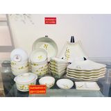  Set đồ ăn men kem vẽ sen xuất xứ Bát Tràng 