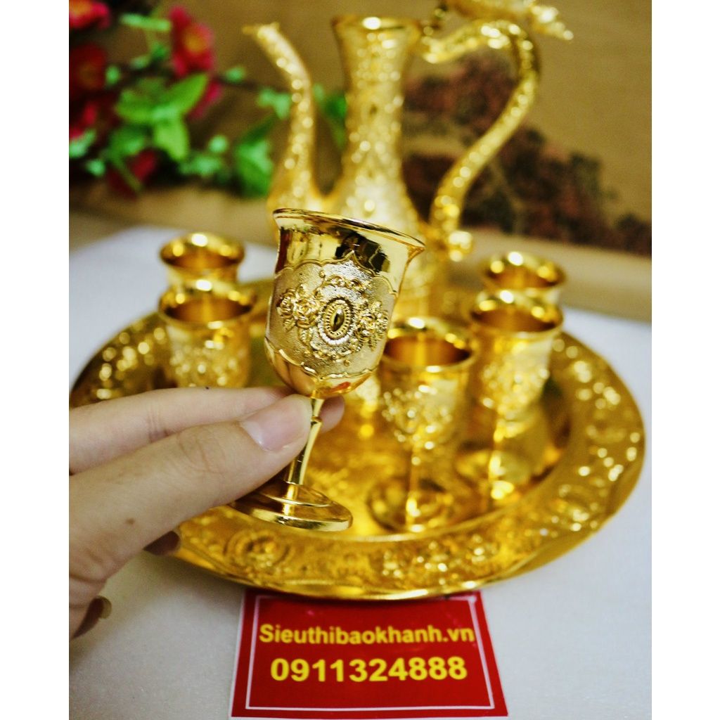 Bộ ấm chén hợp kim đồng dáng hoàng gia
