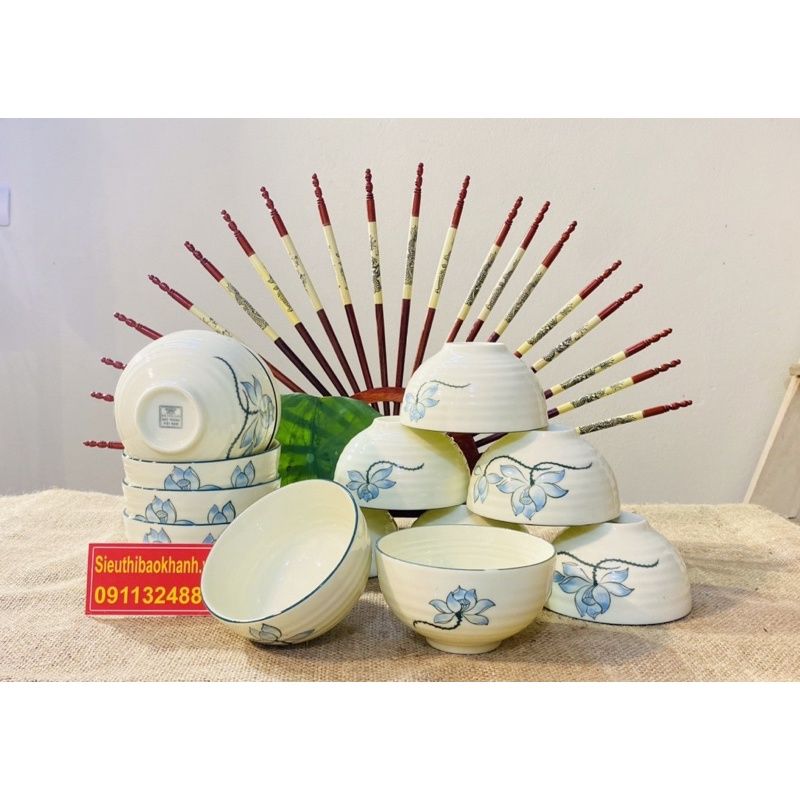Bộ bát ăn cơm dưỡng sinh hoa sen