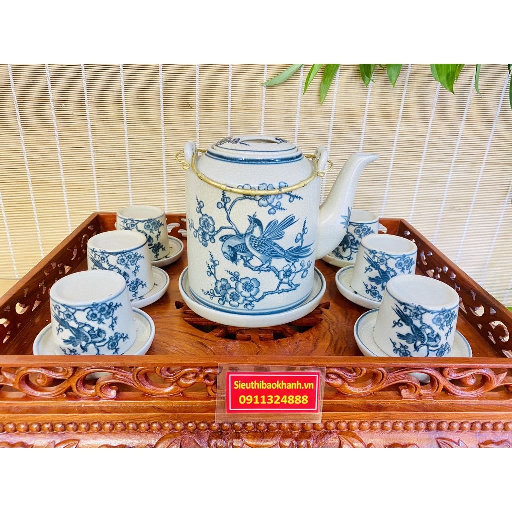 Bộ ấm chén men rạn Bát Tràng cao cấp BKCEVN-9154