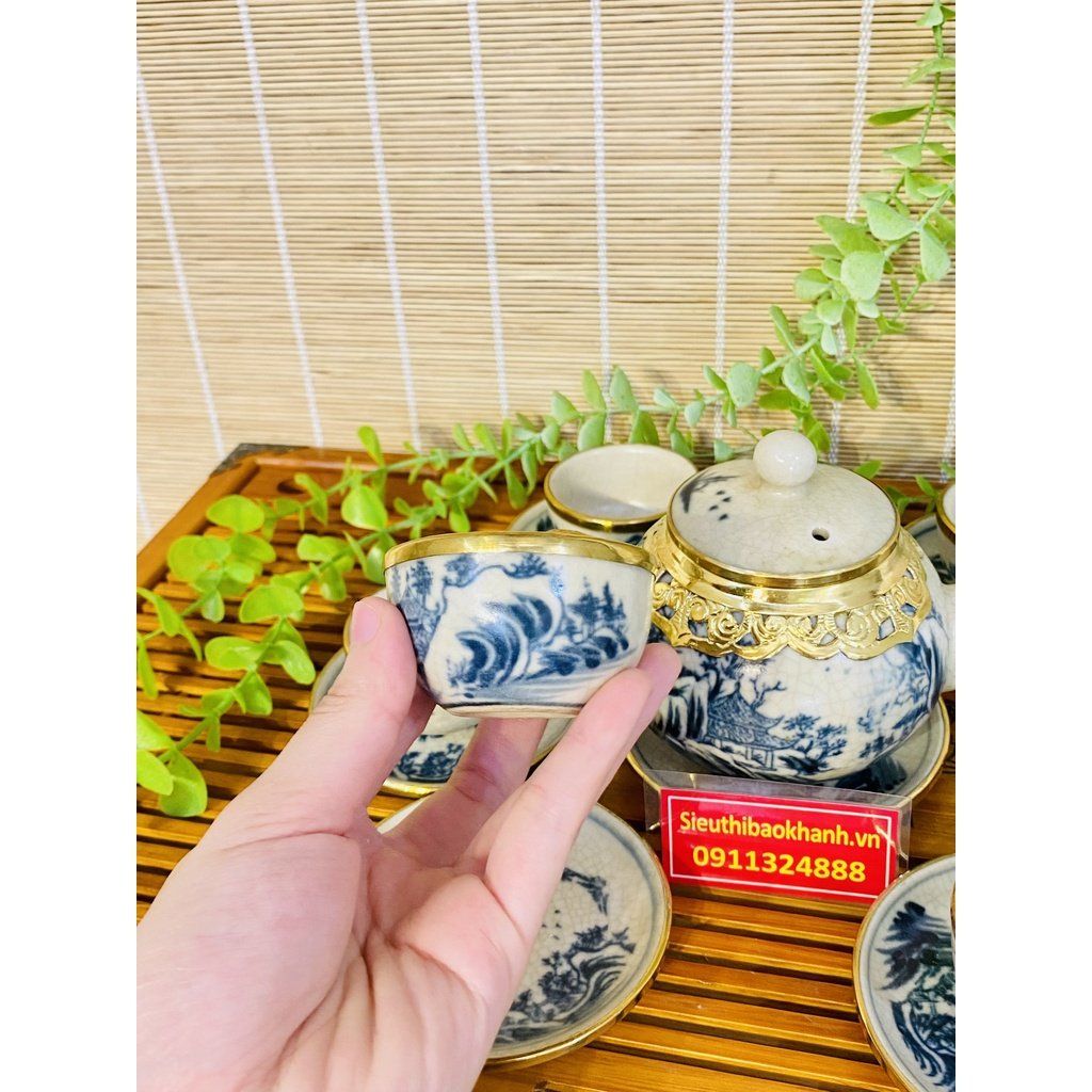 Bộ ấm chén bọc đồng