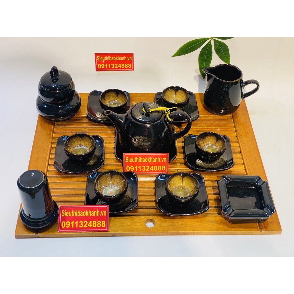 Bộ ấm chén Bát Tràng men hoả biến BKCE-002520VN-0010