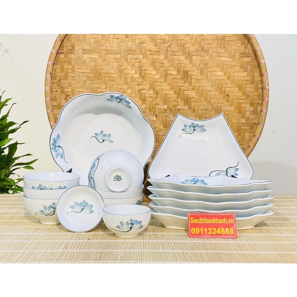  [BÁT TRÀNG CHÍNH HÃNG]-Set bát ăn hoa mặt trời sang trọng,cao cấp-Bảo Khánh Việt Nam 