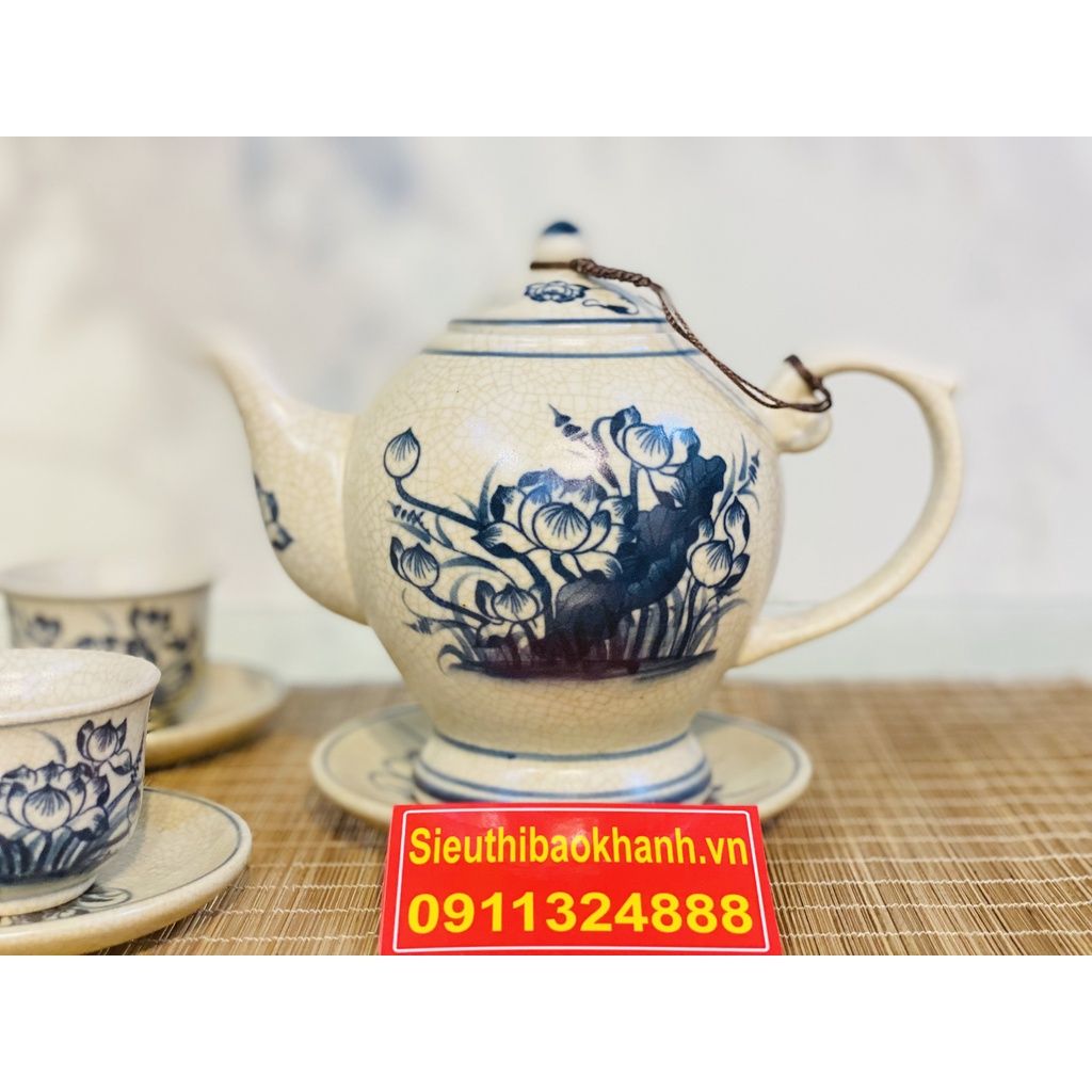 Bộ ấm chén,ấm trà Đẹp men rạn Bát Tràng cao cấp 400ml