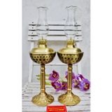  Cặp đèn dầu đồng trang trí bàn thờ xuất xứ Đại Bái 27cm 