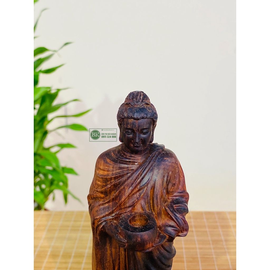 Tượng phật Thích Ca Mâu Ni gỗ trắc đỏ đen 17cm