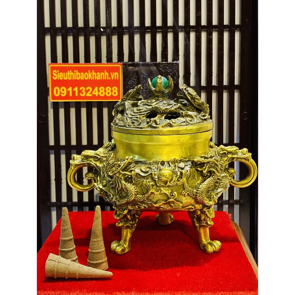 Xông trầm hương đồng quà tặng,đồ trang trí cao cấp 15cm -mỹ nghệ bảo khánh