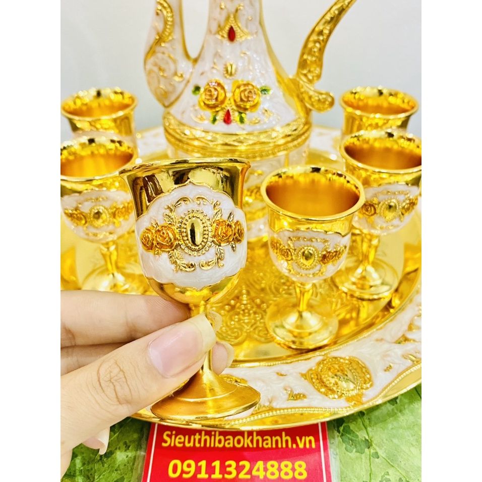 Bộ ấm chén hợp kim đồng dáng hoàng gia