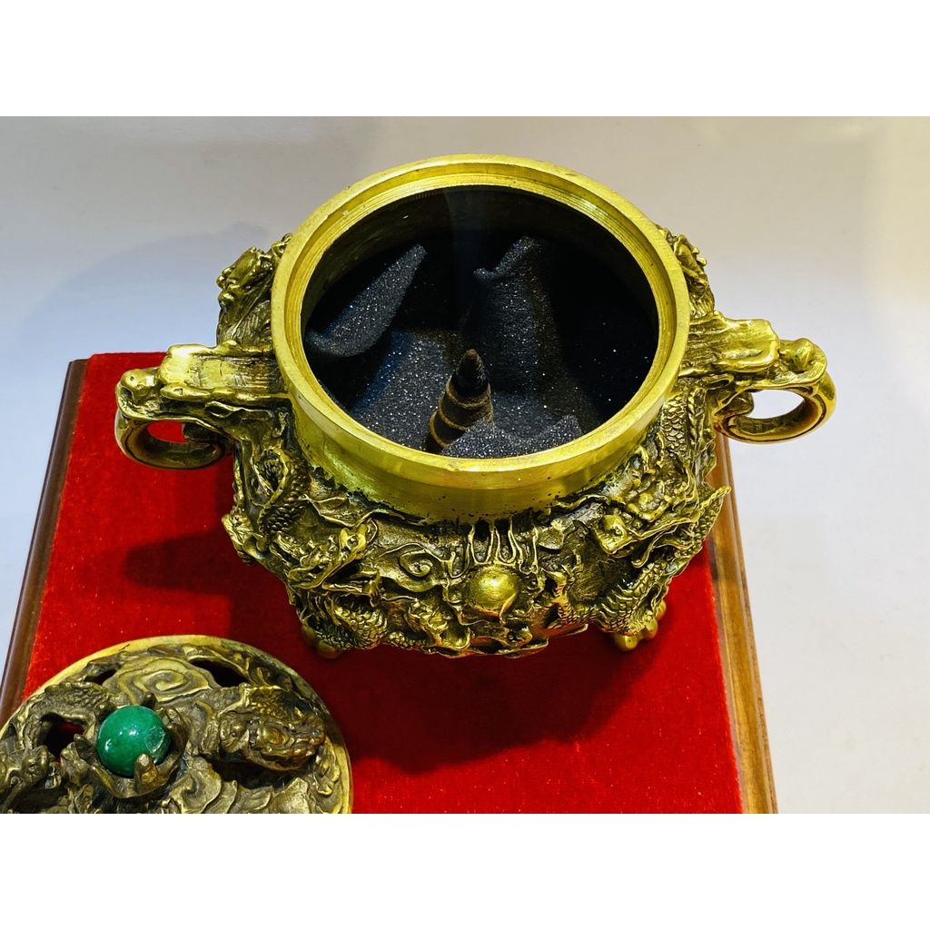 Xông trầm hương đồng quà tặng,đồ trang trí cao cấp 15cm -mỹ nghệ bảo khánh