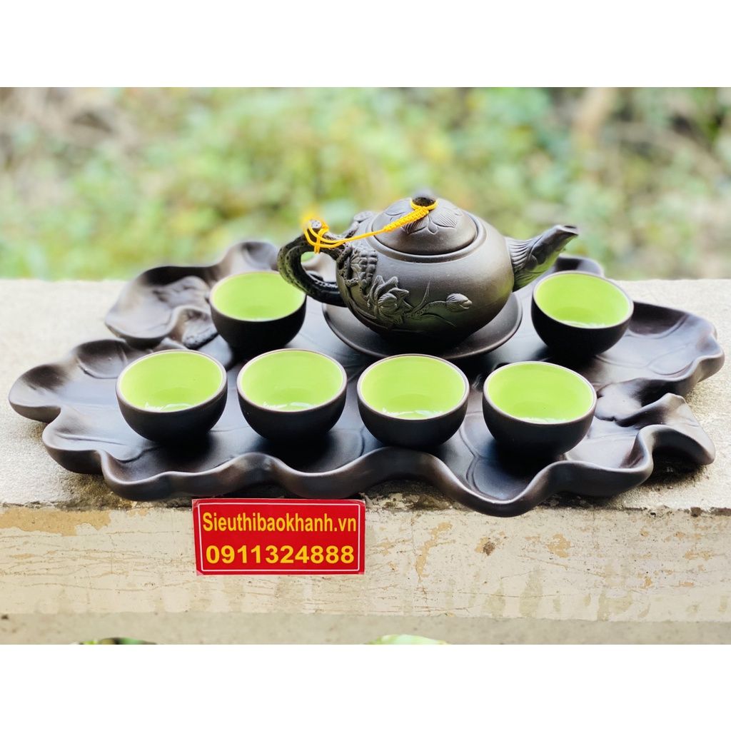 Bộ ấm chén tử sa lòng xanh xuất xứ Bát Tràng