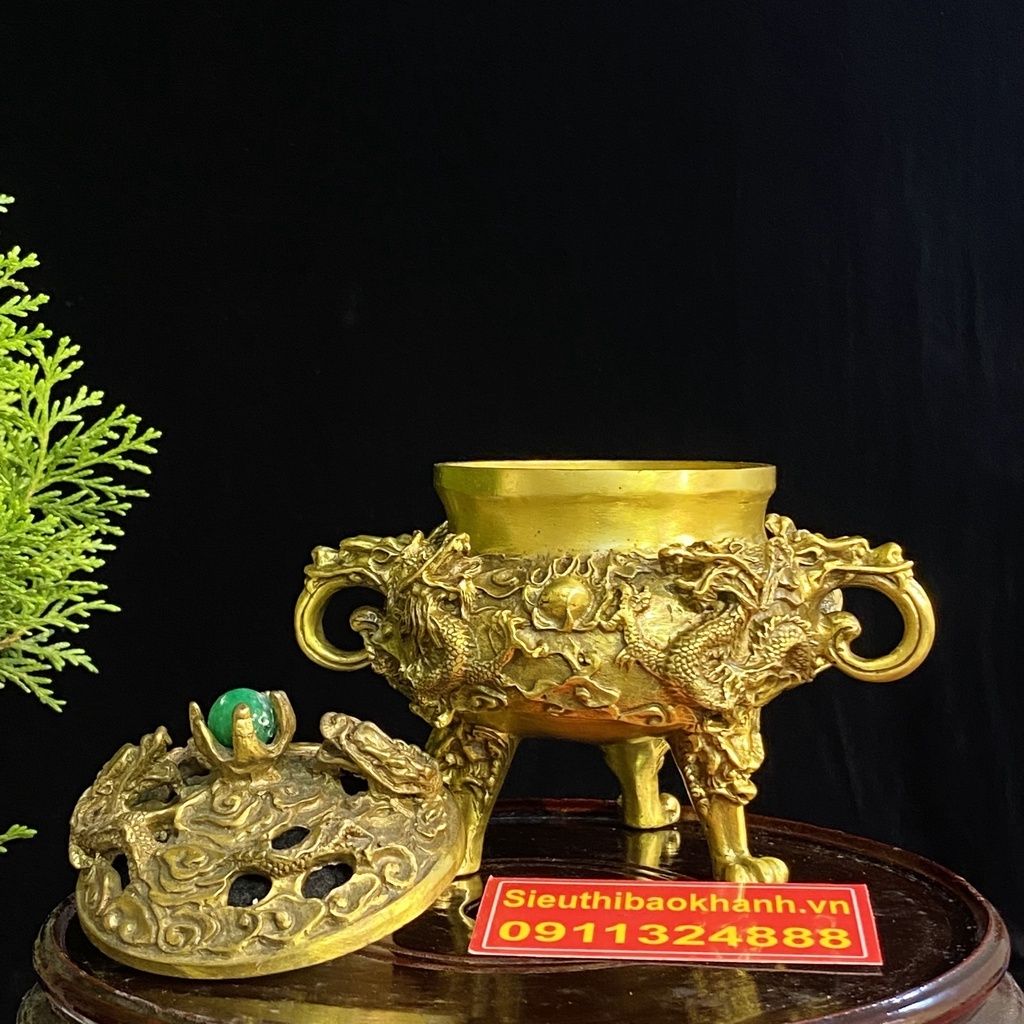 Xông trầm hương đồng quà tặng,đồ trang trí cao cấp 15cm -mỹ nghệ bảo khánh