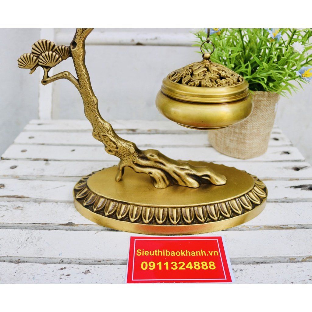 Xông trầm hương đồng quà tặng,đồ trang trí cao cấp 25cm-mỹ nghệ bảo khánh