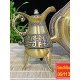  Bộ ấm chén uống trà bằng đồng vàng mộc kiểu dáng thời Trung cổ 