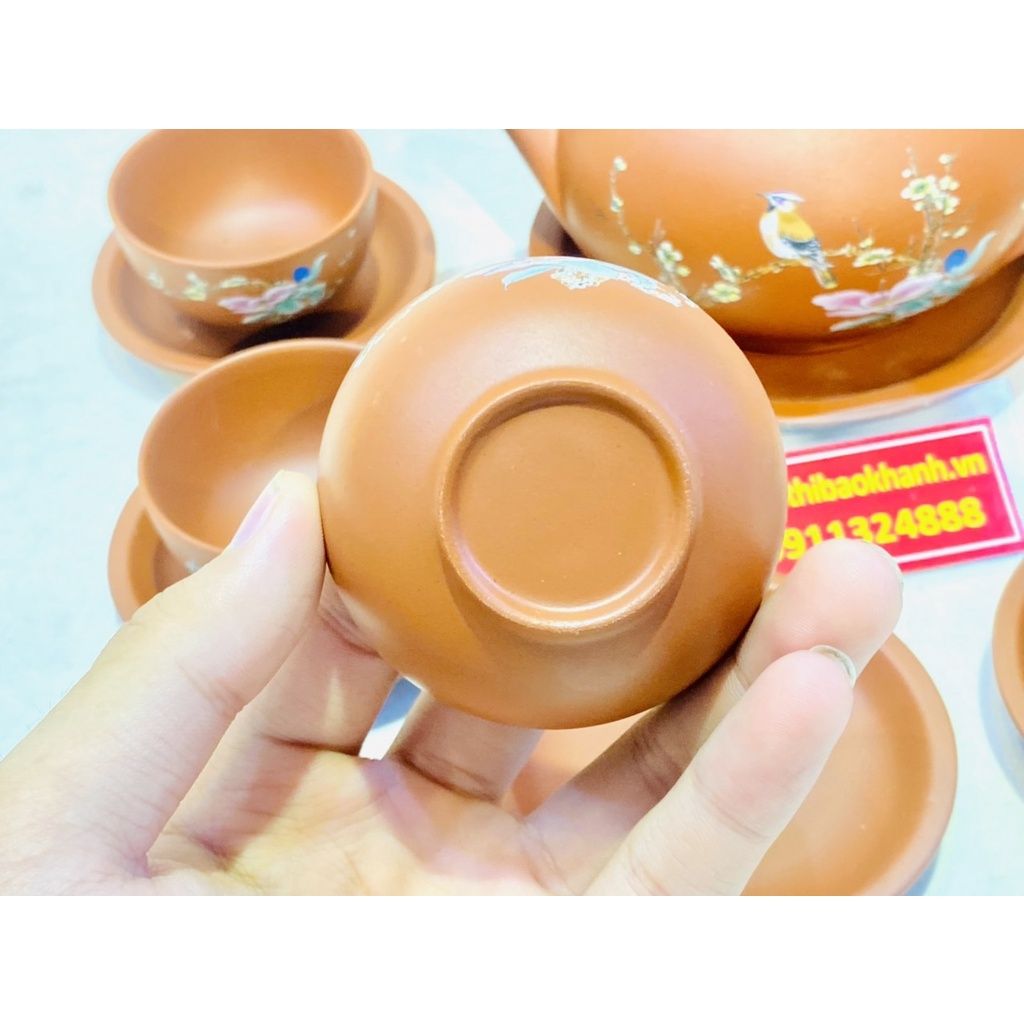 Bộ ấm chén tử sa họa tiết công đào