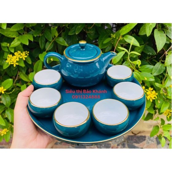 Bộ ấm chén men xanh trơn - Siêu thị Bảo Khánh