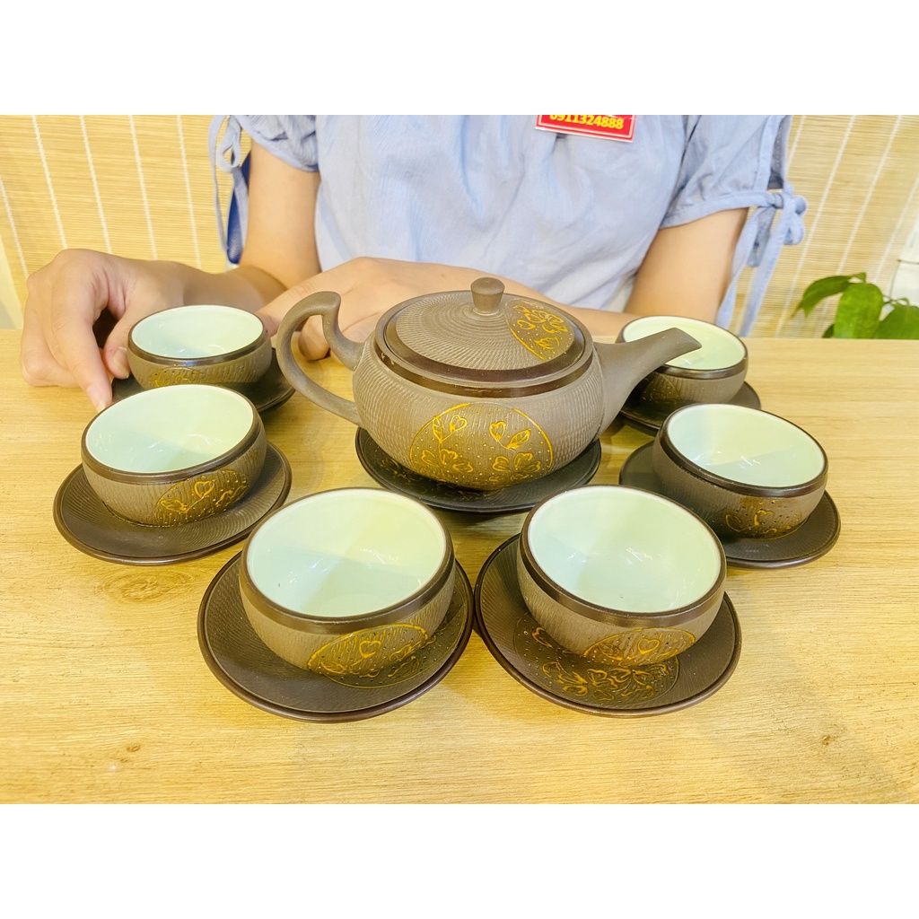 Bộ ấm pha trà hoa sen