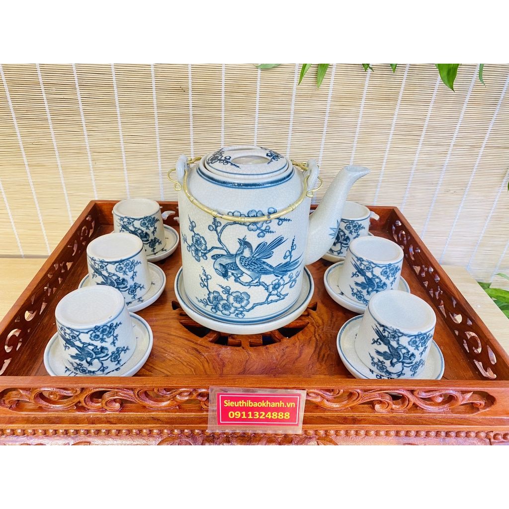 Bộ ấm chén men rạn Bát Tràng cao cấp BKCEVN-9154
