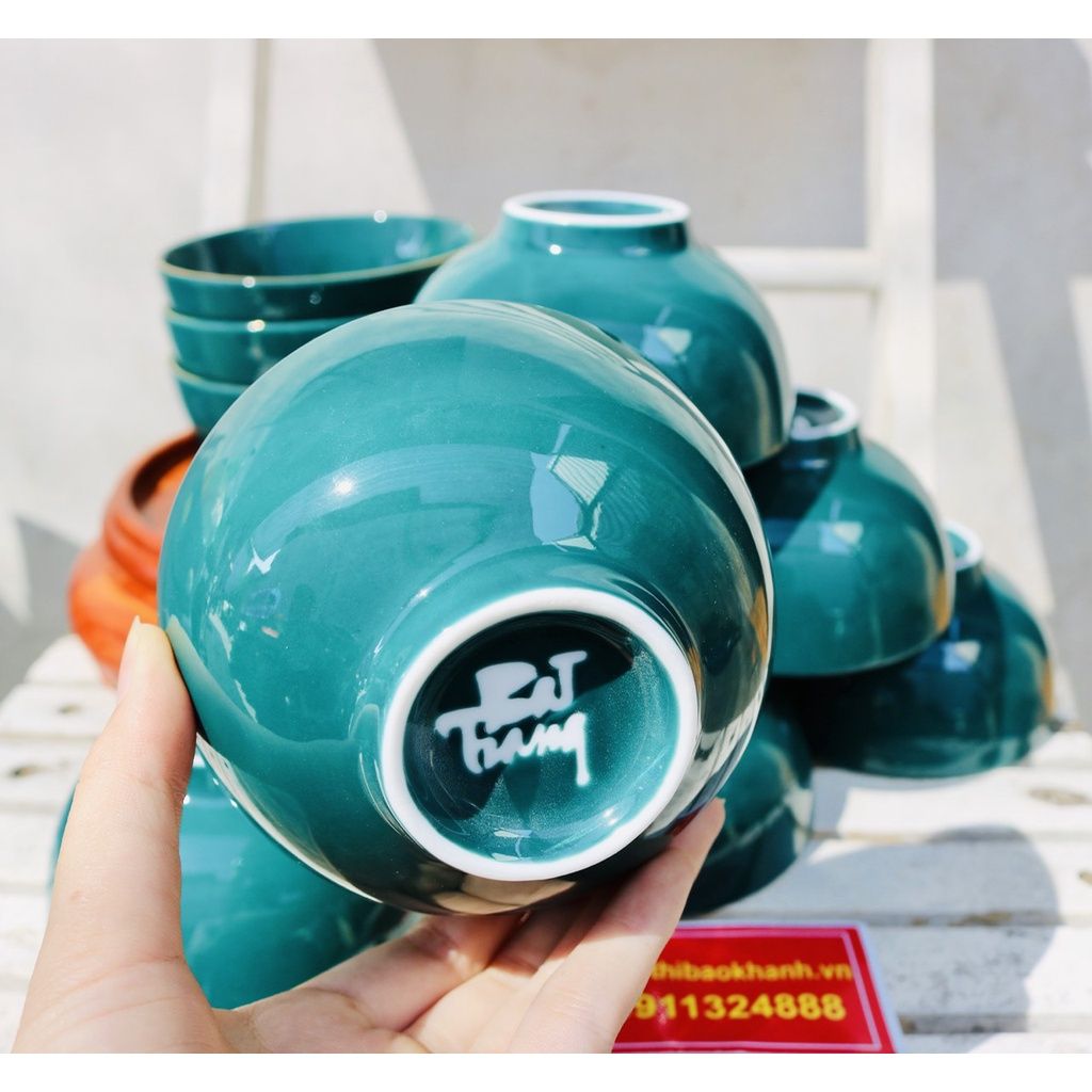 Bộ bát ăn men xanh ngọc xuất xứ Bát Tràng 10 chiếc