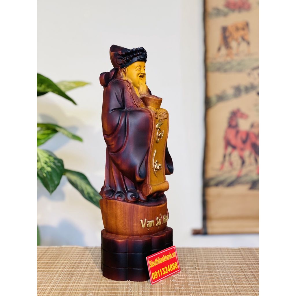 Tượng Thần Tài Phong Thủy Gỗ Hương Cao Cấp Bảo Khánh 40cm