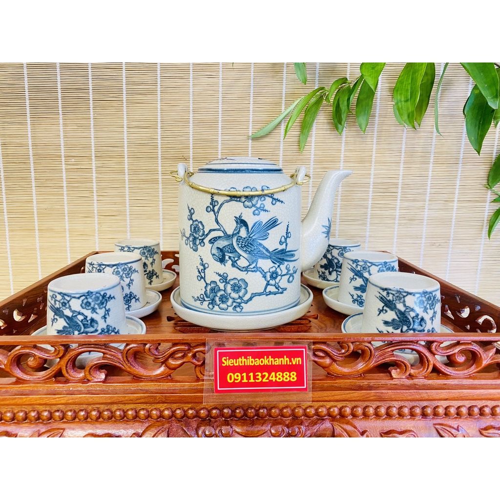 Bộ ấm chén men rạn Bát Tràng cao cấp BKCEVN-9154