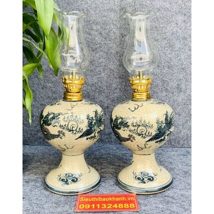 Cặp chân đèn gốm sứ hoa tiết phượng hoàng cao cấp - Siêu thị Bảo Khánh