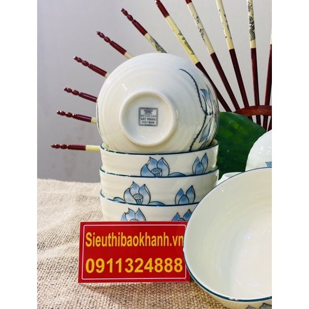Bộ bát ăn cơm dưỡng sinh hoa sen