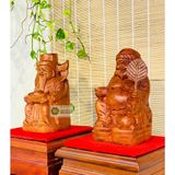  Cặp tượng Thần Tài -Thổ Địa chế tác từ gỗ hương (cao 20cm) 