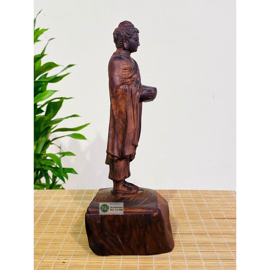 Tượng phật Thích Ca Mâu Ni gỗ trắc đỏ đen 17cm