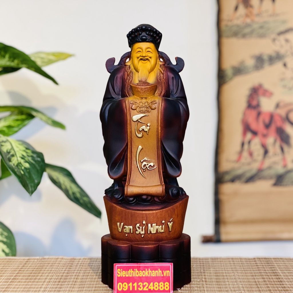Tượng Thần Tài Phong Thủy Gỗ Hương Cao Cấp Bảo Khánh 40cm
