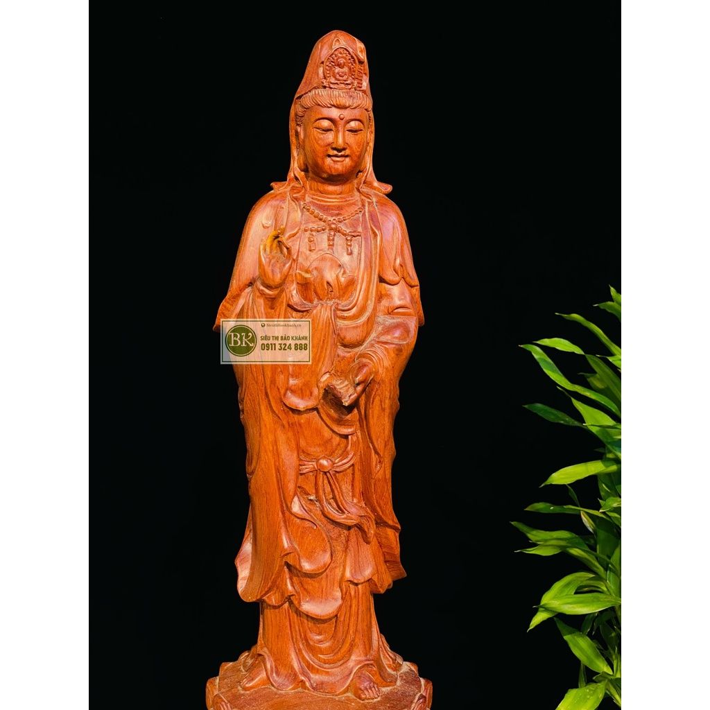 Tượng Phật Bà Quan Thế Âm Bồ Tát gỗ hương 50cm