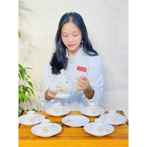 Bộ ấm chén thuận buồm xuôi gió vẽ vàng - Siêu thị Bảo Khánh