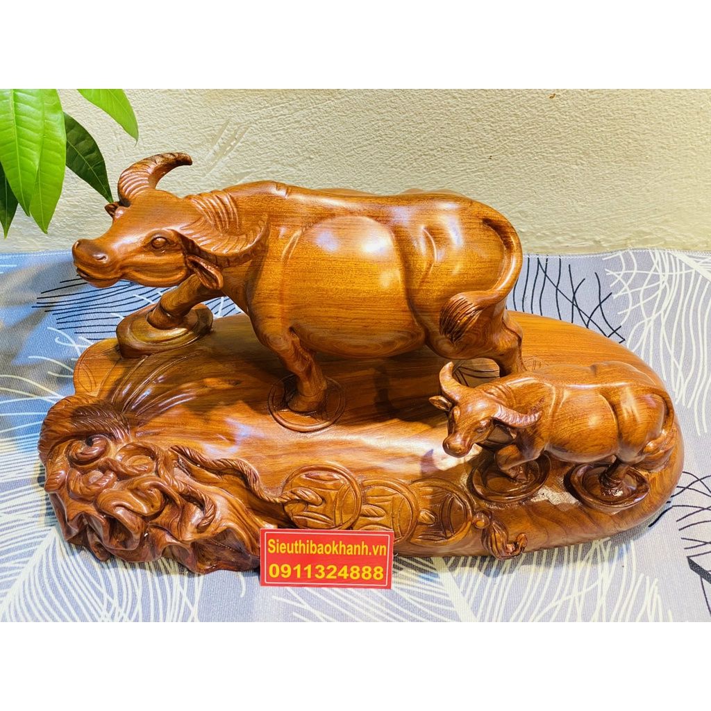  [VẬT PHẨM PHONG THỦY]-Trâu gỗ hương 35cm-mỹ nghệ bảo khánh 