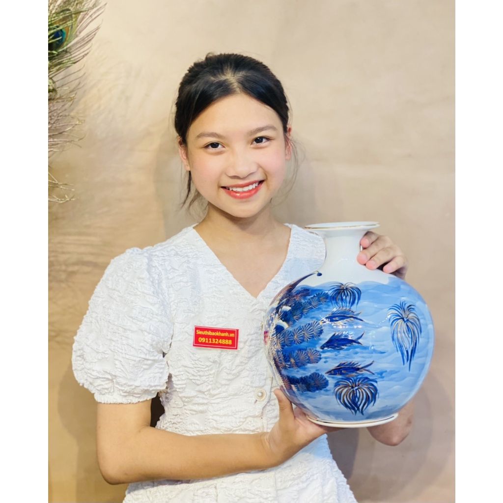 Bình hút lộc họa tiết tôm cá