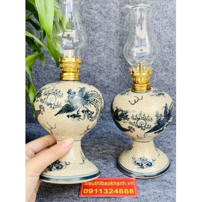 Cặp chân đèn gốm sứ hoa tiết phượng hoàng cao cấp - Siêu thị Bảo Khánh