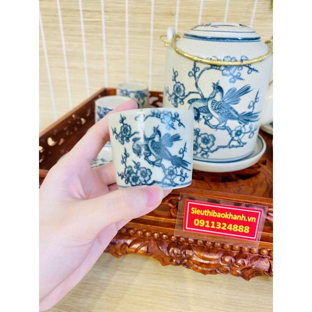 Bộ ấm chén men rạn Bát Tràng cao cấp BKCEVN-9154