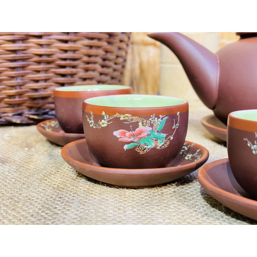 Bộ Ấm Chén,Bộ Ấm Trà Tử Sa Lòng Xanh Bát Tràng 350ml-Gốm sứ Bảo Khánh