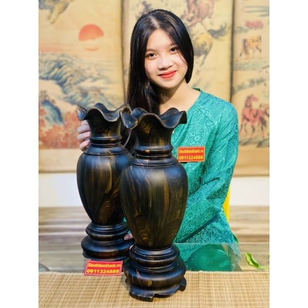 Cặp lục bình gỗ mun